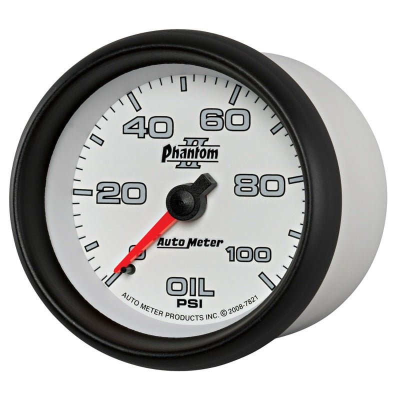 AutoMeter - Autometer Phantom II 2-5/8in 100 PSI Mechanical Oil Pressure Gauge - Demon Performance