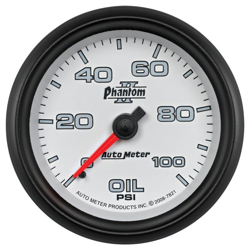 AutoMeter - Autometer Phantom II 2-5/8in 100 PSI Mechanical Oil Pressure Gauge - Demon Performance
