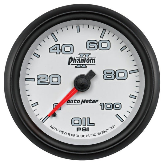 AutoMeter - Autometer Phantom II 2-5/8in 100 PSI Mechanical Oil Pressure Gauge - Demon Performance