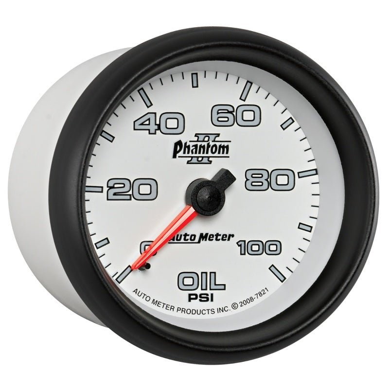 AutoMeter - Autometer Phantom II 2-5/8in 100 PSI Mechanical Oil Pressure Gauge - Demon Performance
