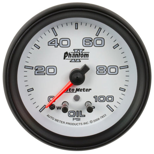 AutoMeter - Autometer Phantom II 2-5/8in 100 PSI Stepper Motor Oil Pressure Gauge - Demon Performance