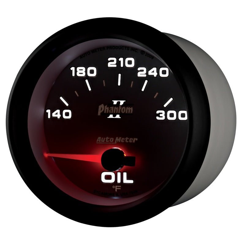 AutoMeter - Autometer Phantom II 2 5/8in 140-300 Degree F Short Sweep Electronic Oil Temperature Gauge - Demon Performance