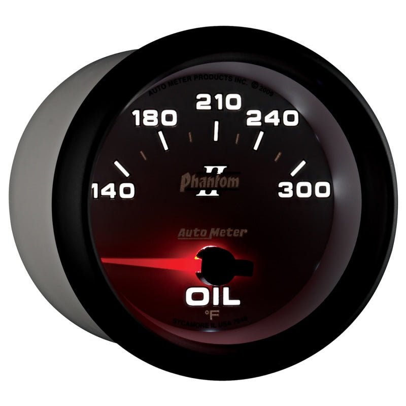 AutoMeter - Autometer Phantom II 2 5/8in 140-300 Degree F Short Sweep Electronic Oil Temperature Gauge - Demon Performance