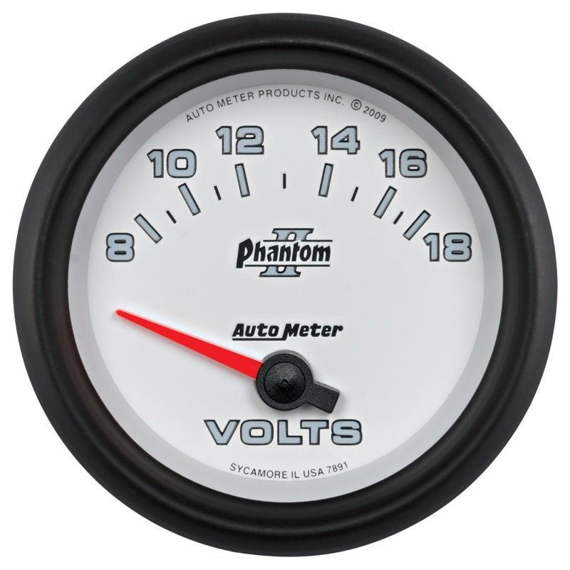 AutoMeter - Autometer Phantom II 2-5/8in 18V Electric Voltmeter Gauge - Demon Performance