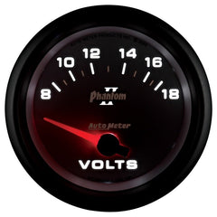 AutoMeter - Autometer Phantom II 2-5/8in 18V Electric Voltmeter Gauge - Demon Performance
