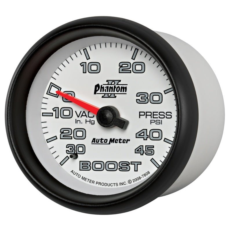 AutoMeter - Autometer Phantom II 2-5/8in 30INHG-45PSI Phantom Mechanical Boost/Vacuum Gauge - Demon Performance