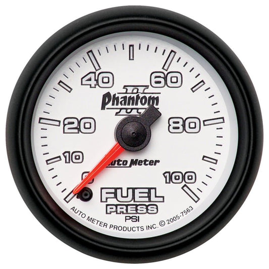 AutoMeter - Autometer Phantom II 52.4mm Full Sweep Electronic 0-100psi Fuel Pressure Guage - Demon Performance