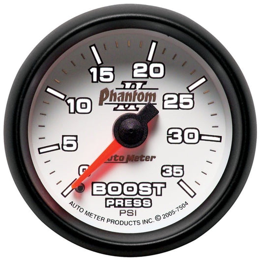 AutoMeter - Autometer Phantom II 52.4mm Mechanical 0-35 PSI Boost Gauge - Demon Performance