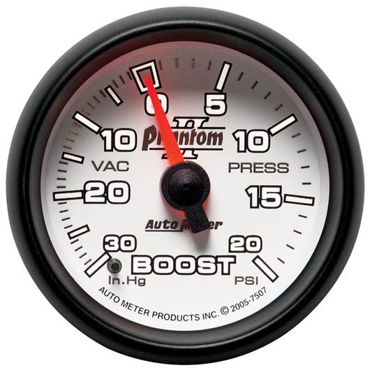 AutoMeter - Autometer Phantom II 52.4mm Mechanical Vacuum / Boost Gauge 30 In. HG/20 PSI - Demon Performance