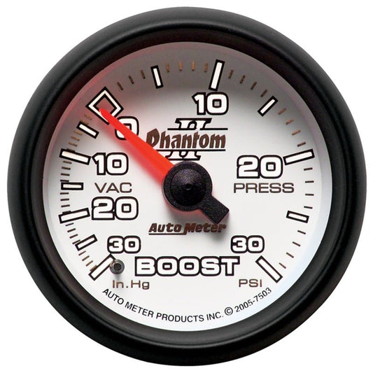 AutoMeter - Autometer Phantom II 52.4mm Mechanical Vacuum / Boost Gauge 30 In. HG/30 PSI - Demon Performance