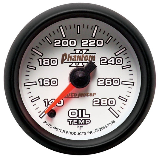 AutoMeter - Autometer Phantom II 52mm Full Sweep Electronic 140-280 Deg F Oil Temperature Gauge - Demon Performance