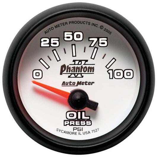 AutoMeter - Autometer Phantom II 52mm Short Sweep Electronic 0-100psi Oil Pressure Gauge - Demon Performance