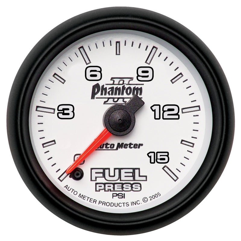 AutoMeter - Autometer Phantom II Fuel Pressure Gauge 2-1/16in 15PSI Digital Stepper Motor - Demon Performance