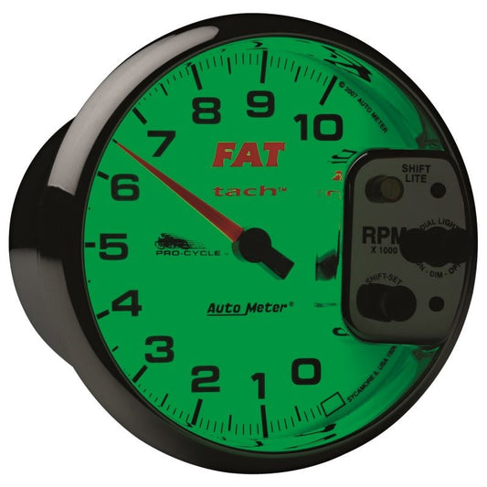 AutoMeter - Autometer Pro-Cycle Gauge Tach 5in 10K Rpm Shift- Lite 2&4 Cylinder White Fat Tach - Demon Performance