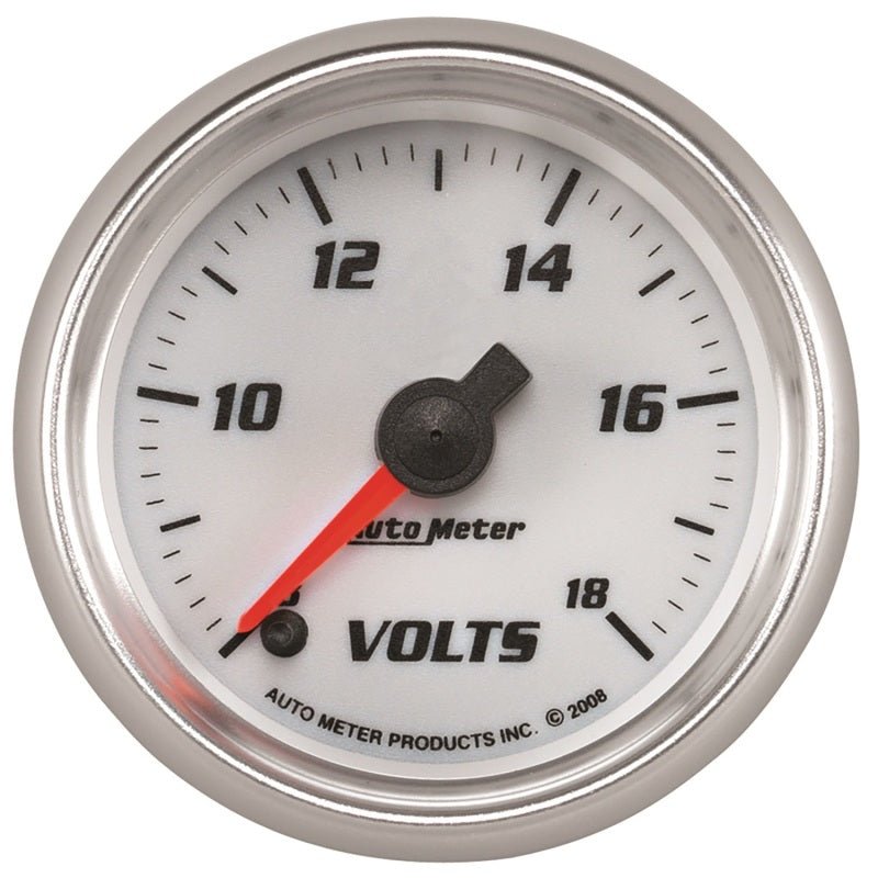 AutoMeter - Autometer Pro-Cycle Gauge Voltmeter 2 1/16in 18V Digital Stepper Motor White - Demon Performance