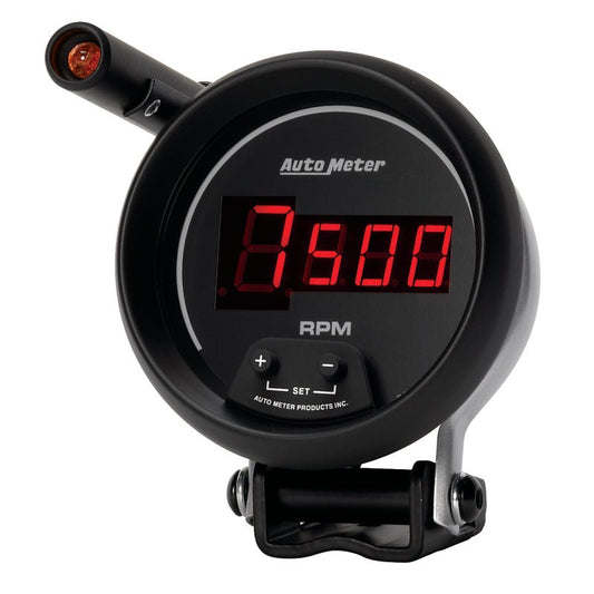 AutoMeter - Autometer Quick-Lite Digital 10K RPM Pedestal Mount 3 3/4in Tachometer Black Dial w/ Red LED - Demon Performance
