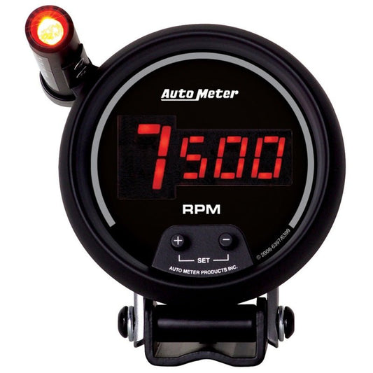 AutoMeter - Autometer Quick-Lite Digital 10K RPM Pedestal Mount 3 3/4in Tachometer Black Dial w/ Red LED - Demon Performance