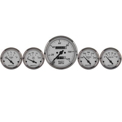 AutoMeter - Autometer Silver 5 Pc Kit Box w/ Mech. Speedo / Elec Oil Press / Water Temp / Volt / Fuel Level - Demon Performance