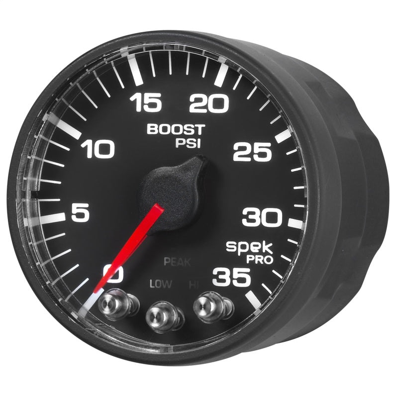 AutoMeter - Autometer Spek-Pro Gauge Boost 2 1/16in 35psi Stepper Motor W/Peak & Warn Black/Black - Demon Performance
