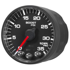 AutoMeter - Autometer Spek-Pro Gauge Boost 2 1/16in 35psi Stepper Motor W/Peak & Warn Black/Black - Demon Performance