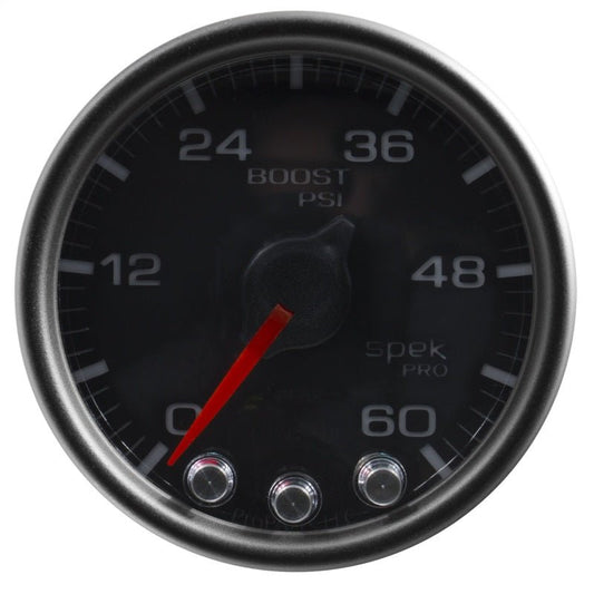 AutoMeter - Autometer Spek-Pro Gauge Boost 2 1/16in 60psi Stepper Motor W/Peak & Warn Blk/Black - Demon Performance