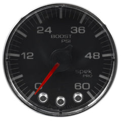AutoMeter - Autometer Spek-Pro Gauge Boost 2 1/16in 60psi Stepper Motor W/Peak & Warn Blk/Chrm - Demon Performance