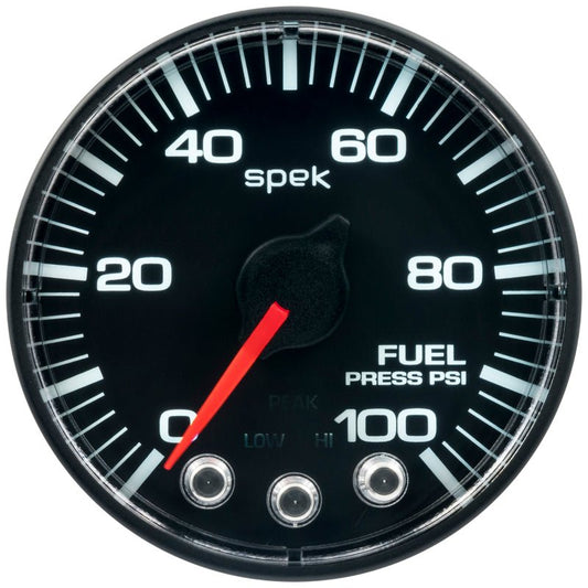 AutoMeter - Autometer Spek-Pro Gauge Fuel Press 2 1/16in 100psi Stepper Motor W/Peak & Warn Blk/Blk - Demon Performance