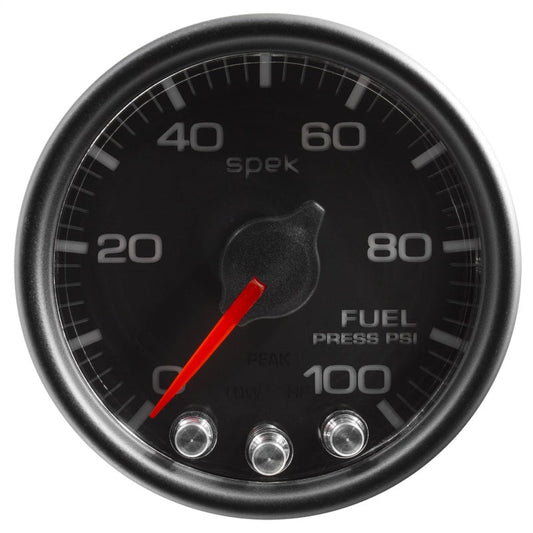 AutoMeter - Autometer Spek-Pro Gauge Fuel Press 2 1/16in 100psi Stepper Motor W/Peak & Warn Blk/Blk - Demon Performance