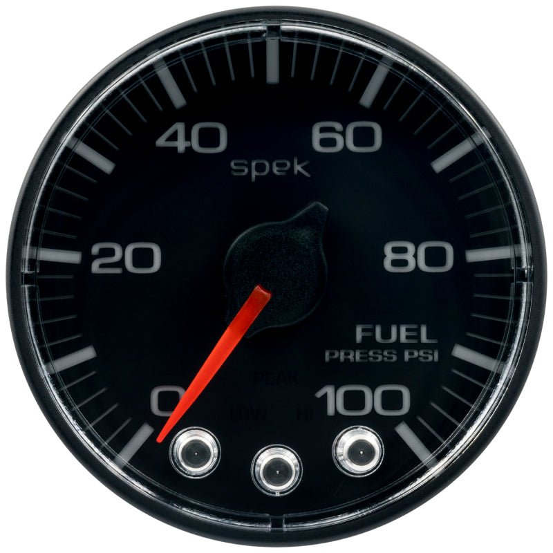 AutoMeter - Autometer Spek-Pro Gauge Fuel Press 2 1/16in 100psi Stepper Motor W/Peak & Warn Blk/Blk - Demon Performance