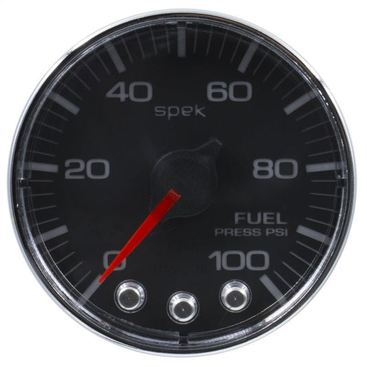 AutoMeter - Autometer Spek-Pro Gauge Fuel Press 2 1/16in 100psi Stepper Motor W/Peak & Warn Blk/Chrm - Demon Performance