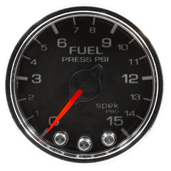 AutoMeter - Autometer Spek-Pro Gauge Fuel Press 2 1/16in 15psi Stepper Motor W/Peak & Warn Blk/Chrm - Demon Performance