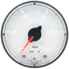 AutoMeter - Autometer Spek-Pro Gauge Fuel Press 2 1/16in 15psi Stepper Motor W/Peak & Warn Wht/Blk - Demon Performance
