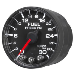 AutoMeter - Autometer Spek-Pro Gauge Fuel Press 2 1/16in 30psi Stepper Motor W/Peak & Warn Blk/Blk - Demon Performance