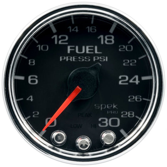 AutoMeter - Autometer Spek-Pro Gauge Fuel Press 2 1/16in 30psi Stepper Motor W/Peak & Warn Blk/Chrm - Demon Performance