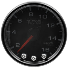 AutoMeter - Autometer Spek-Pro Gauge Nitrous Press 2 1/16in 1600psi Stepper Motor W/Peak & Warn Blk/Smoke/Blk - Demon Performance