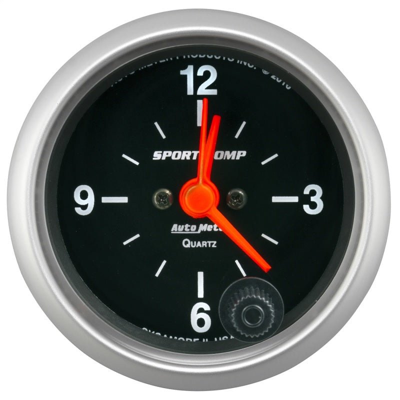 AutoMeter - Autometer Sport-Comp 2-1/16in. 12 Hour Analog Clock Gauge - Demon Performance