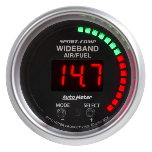 AutoMeter - Autometer Sport-Comp 52mm Air/Fuel Ratio Pro Plus Digital w/ Peak & Warning Gauge - Demon Performance