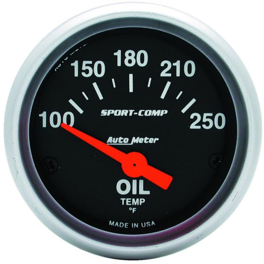AutoMeter - Autometer Sport-Comp 52mm SSE 100-250F Oil Temperature Gauge - Demon Performance