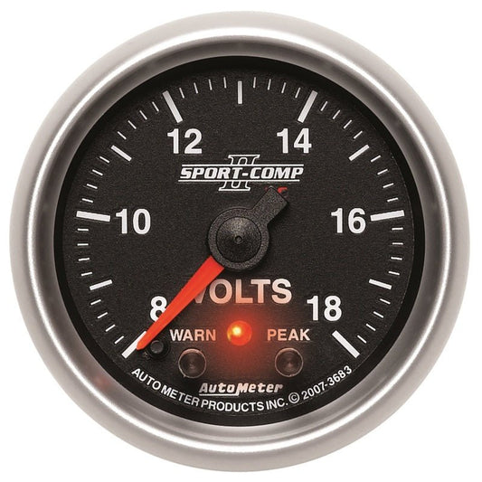 AutoMeter - Autometer Sport-Comp II 2-1/16in Digital Voltometer Gauge - 18V - Demon Performance
