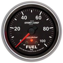 AutoMeter - Autometer Sport-Comp II 2-5/8in 0-100 PSI Full Sweep Electronic Fuel Pressure Gauge - Demon Performance