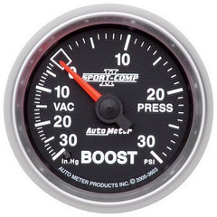 AutoMeter - Autometer Sport-Comp II 52mm 30 PSI Mechanical Boost Vacumm Gauge - Demon Performance