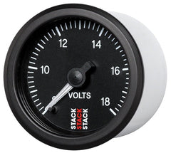 AutoMeter - Autometer Stack 52mm 8-18V Pro Stepper Motor Battery Voltage Gauge - Black - Demon Performance