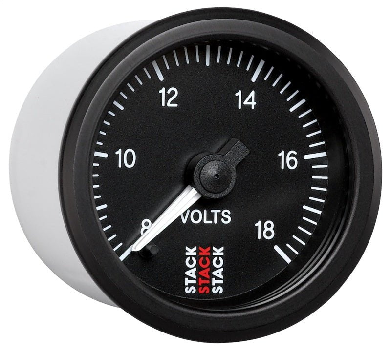AutoMeter - Autometer Stack 52mm 8-18V Pro Stepper Motor Battery Voltage Gauge - Black - Demon Performance