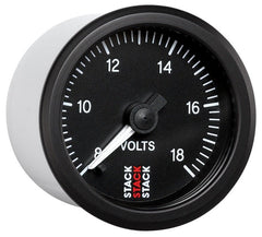 AutoMeter - Autometer Stack 52mm 8-18V Pro Stepper Motor Battery Voltage Gauge - Black - Demon Performance