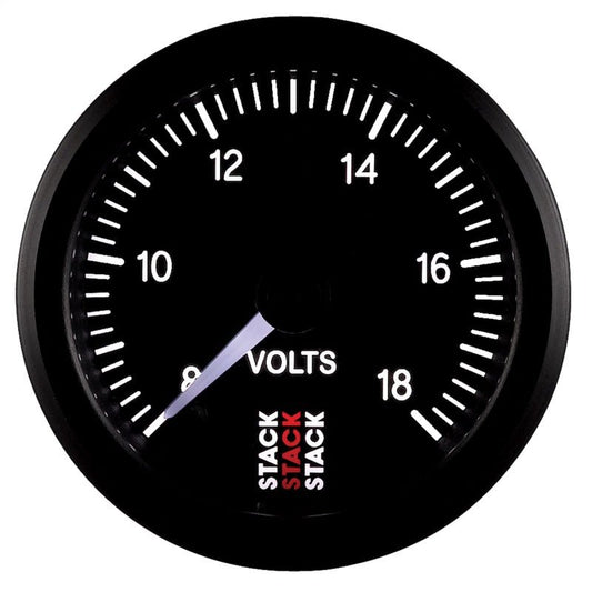 AutoMeter - Autometer Stack 52mm 8-18V Pro Stepper Motor Battery Voltage Gauge - Black - Demon Performance