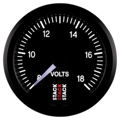 AutoMeter - Autometer Stack 52mm 8-18V Pro Stepper Motor Battery Voltage Gauge - Black - Demon Performance