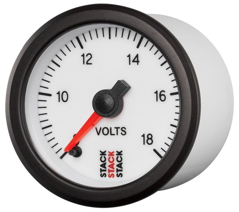 AutoMeter - Autometer Stack 52mm 8-18V Pro Stepper Motor Battery Voltage Gauge - White - Demon Performance