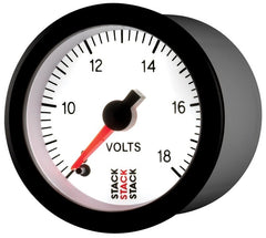 AutoMeter - Autometer Stack 52mm 8-18V Pro Stepper Motor Battery Voltage Gauge - White - Demon Performance