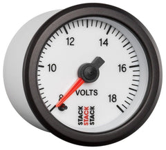 AutoMeter - Autometer Stack 52mm 8-18V Pro Stepper Motor Battery Voltage Gauge - White - Demon Performance