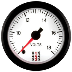 AutoMeter - Autometer Stack 52mm 8-18V Pro Stepper Motor Battery Voltage Gauge - White - Demon Performance